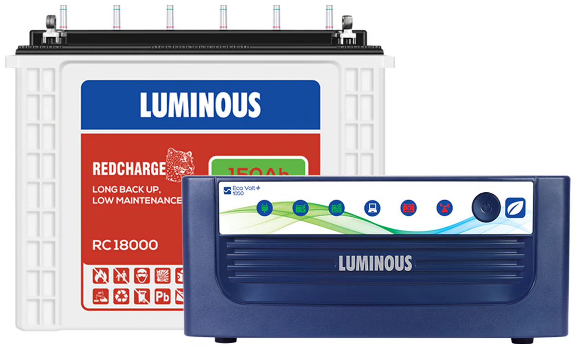 Luminous Red Charge + Eco Volt inverter combo available at Shree Battery shop near me in Greater Noida